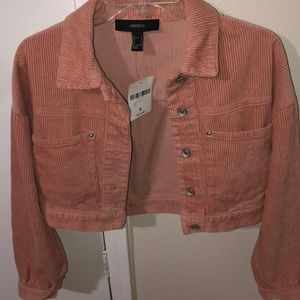 Forever 21 Cropped Corduroy Button-Front Jacket
